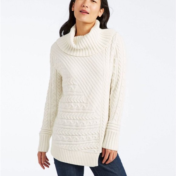 L.L. Bean Sweaters - LL Bean Fisherman's Mixed-Stitch Cowlneck Sweater